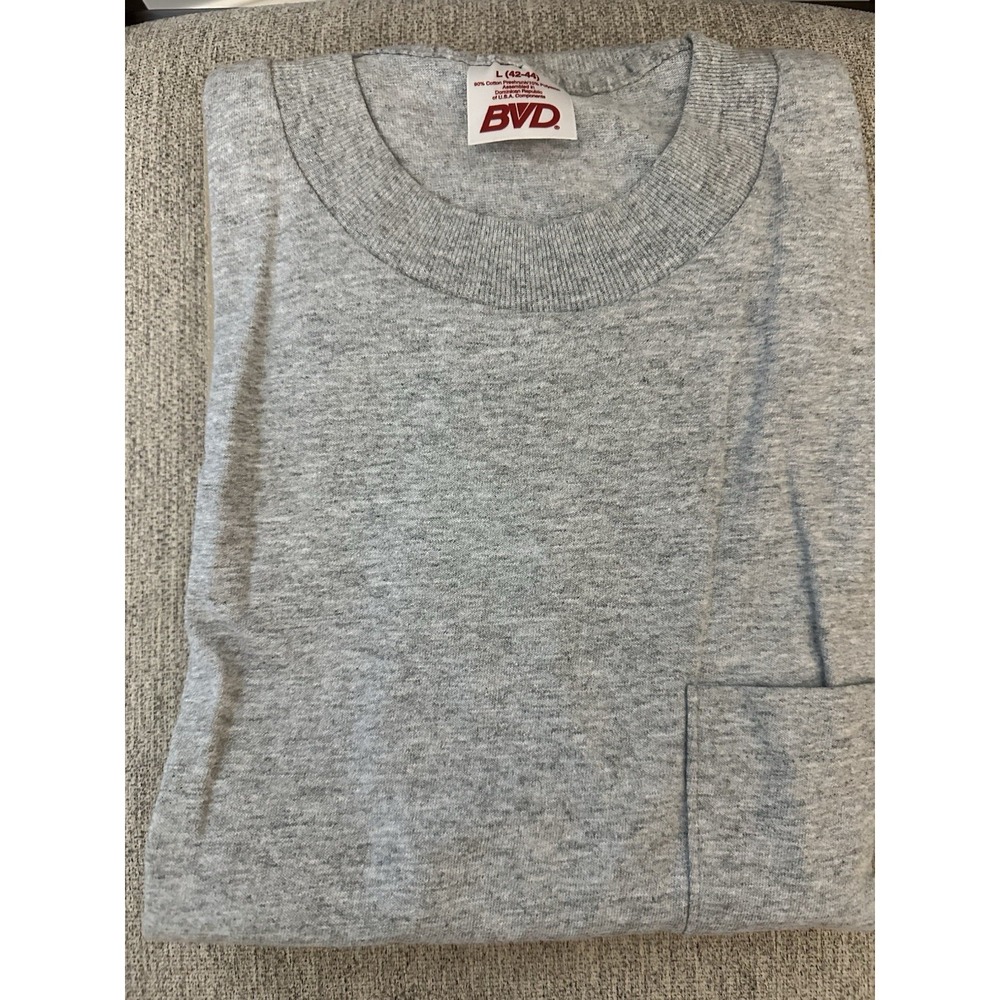 NOS NEW Vintage Bvd gray Shirt Mens Large Pocket